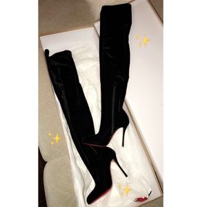 Christian Louboutin Classe velvet over the knee thigh high boots